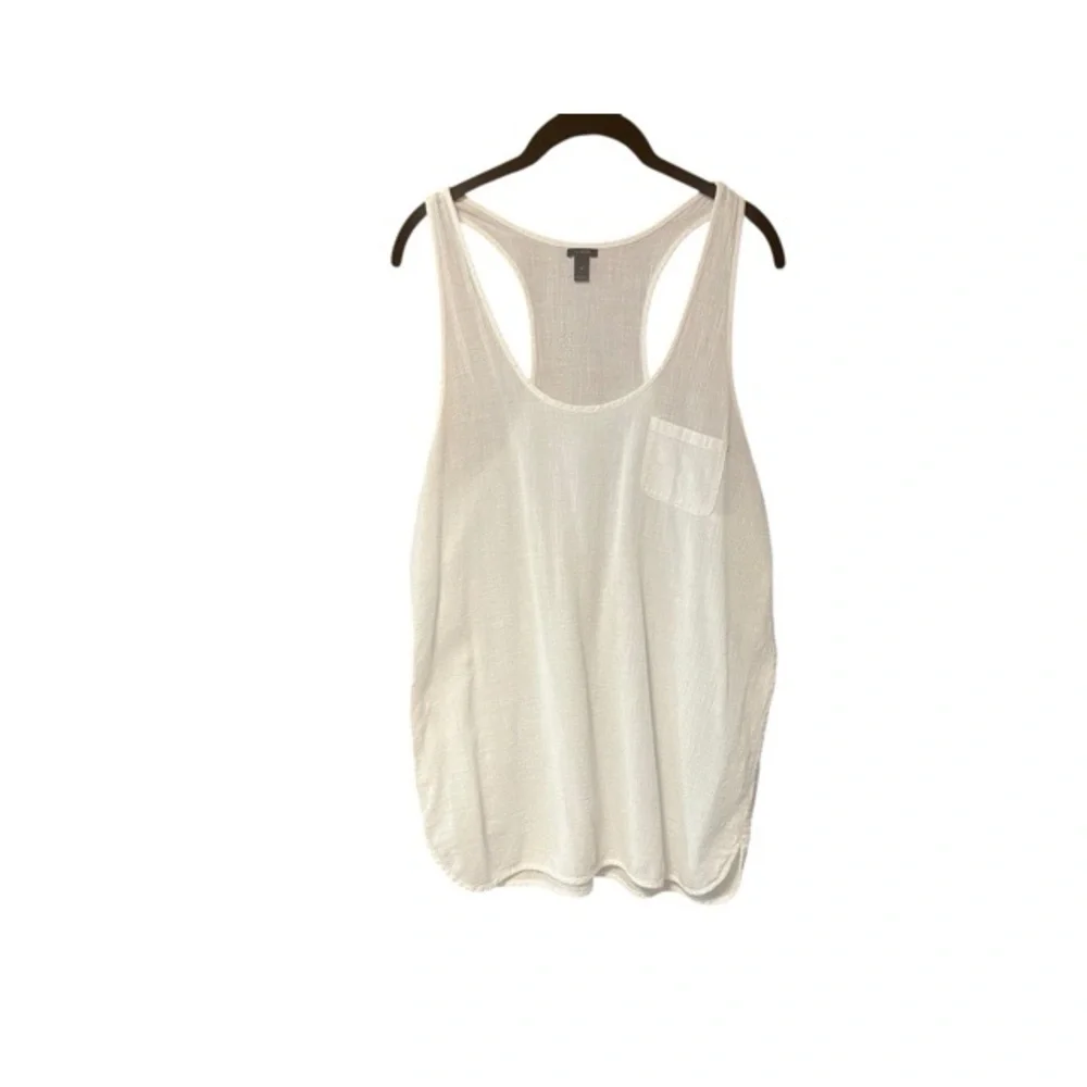J.Crew White Cotton Racerback Tank Top - Picture 1 of 4